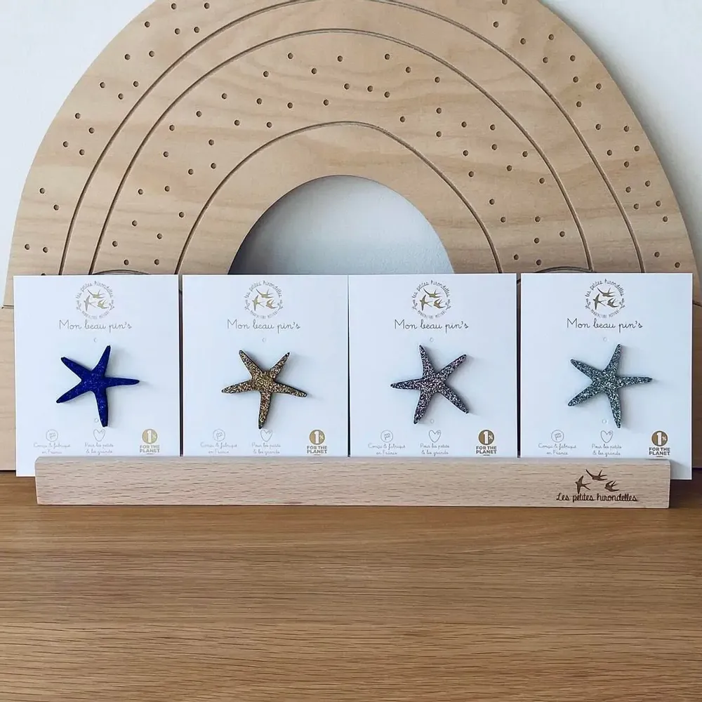 Brooches - Glitter felt pin's - Starfish - Silver - LES PETITES HIRONDELLES