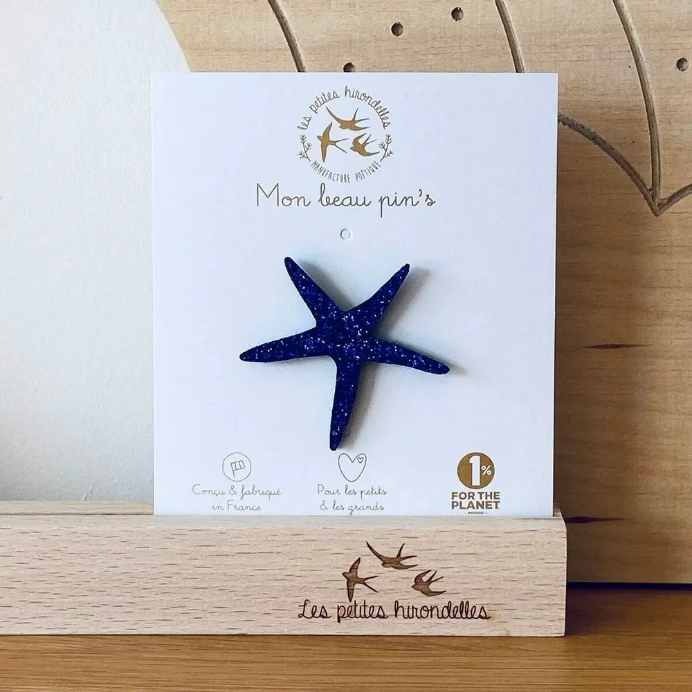 Brooches - Glitter felt pin's - Starfish - Silver - LES PETITES HIRONDELLES