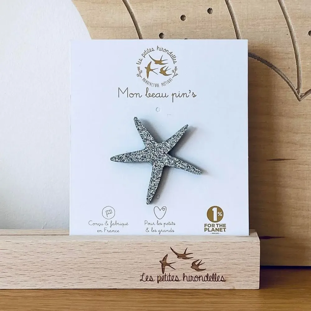 Brooches - Glitter felt pin's - Starfish - Silver - LES PETITES HIRONDELLES
