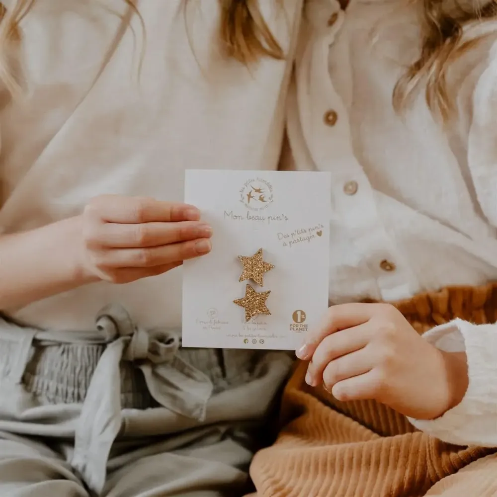 Broches - pin-s-feutrine-pailletee-etoile-a-partager - LES PETITES HIRONDELLES