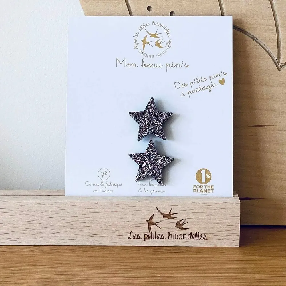 Broches - pin-s-feutrine-pailletee-etoile-a-partager - LES PETITES HIRONDELLES