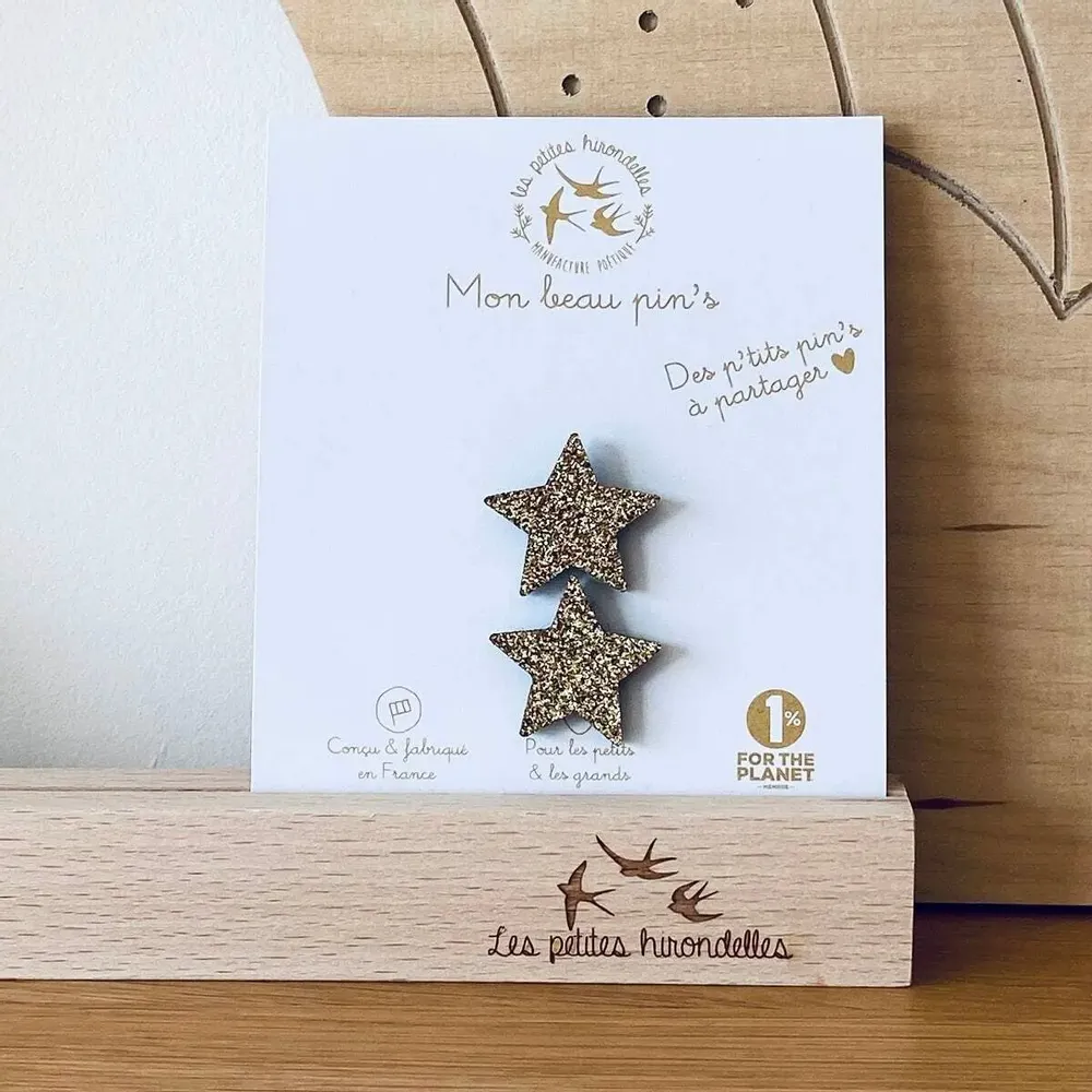 Broches - pin-s-feutrine-pailletee-etoile-a-partager - LES PETITES HIRONDELLES