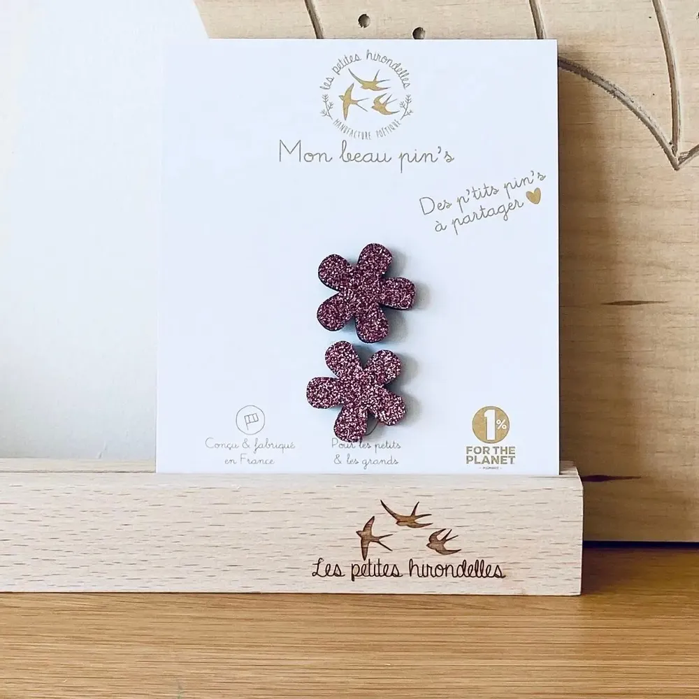 Broches - pin-s-feutrine-pailletee-fleur-a-partager - LES PETITES HIRONDELLES