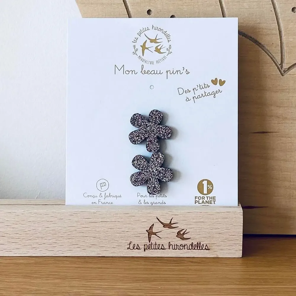 Broches - pin-s-feutrine-pailletee-fleur-a-partager - LES PETITES HIRONDELLES