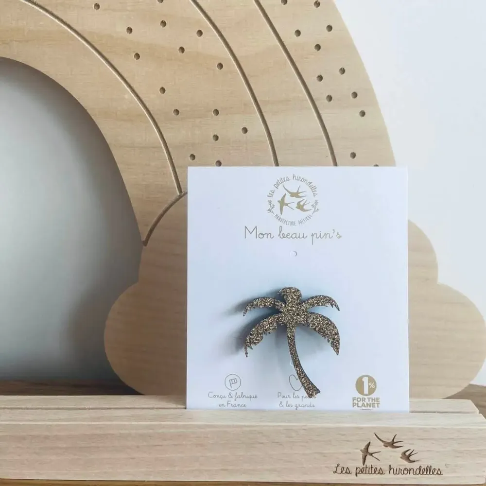 Broches - pin-s-feutrine-pailletee-palmier - LES PETITES HIRONDELLES