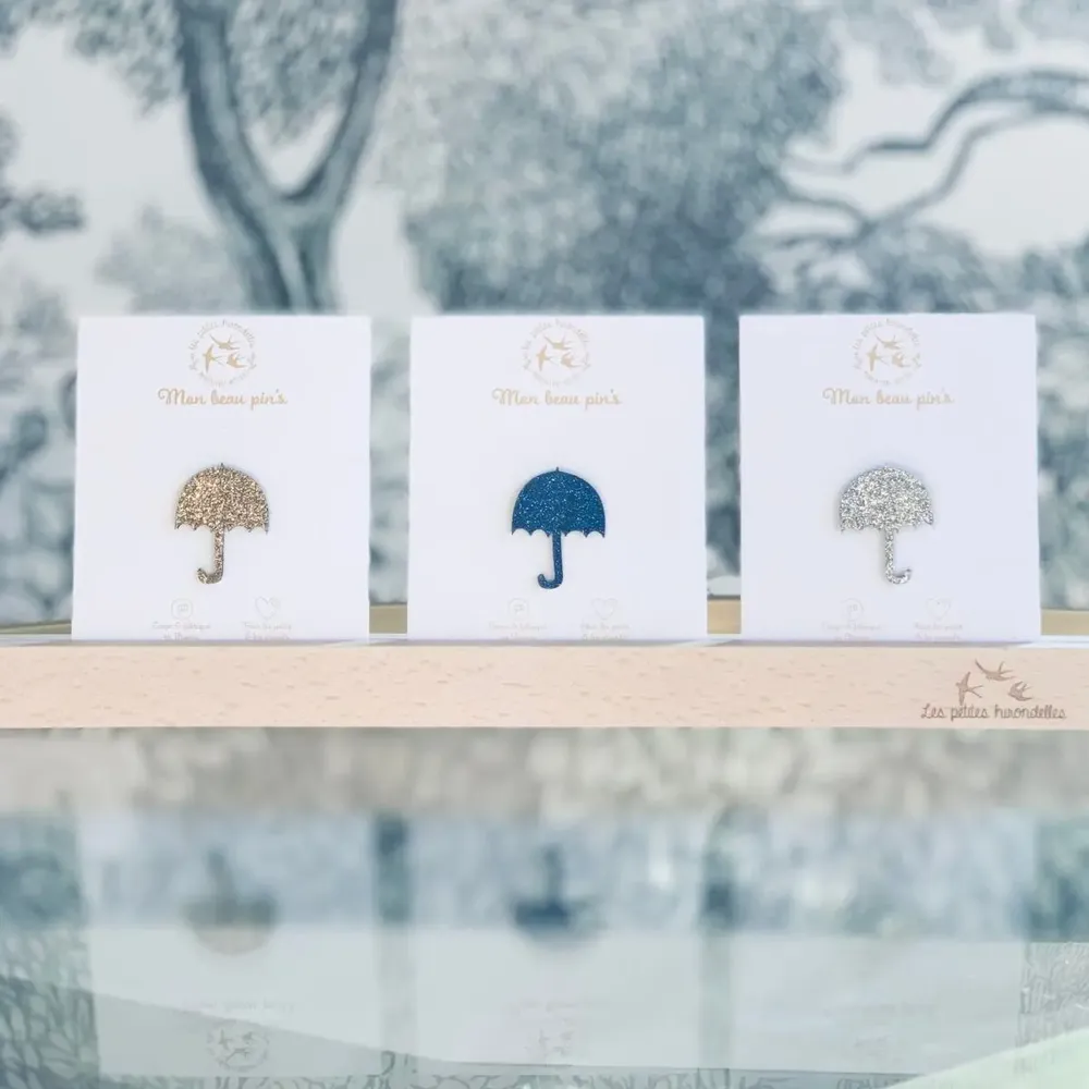 Broches - pin-s-feutrine-pailletee-parapluie - LES PETITES HIRONDELLES