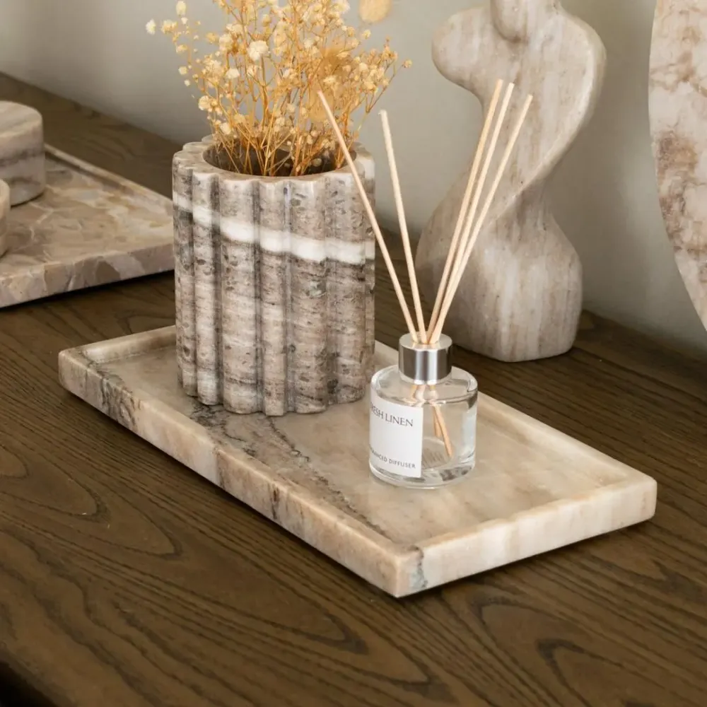 Decorative objects - Treneer Beige Large Tray - RV  ASTLEY LTD
