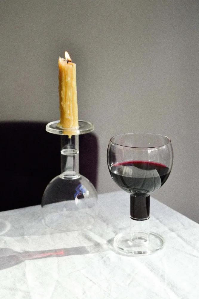 Glass - Wine Candle Glass - Set of 2 - Clear - TRAGA