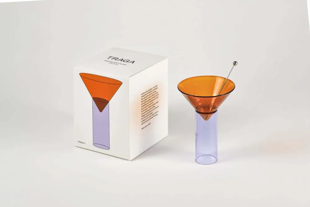 Glass - Martini Shot Glass - Amber & Lilac - TRAGA