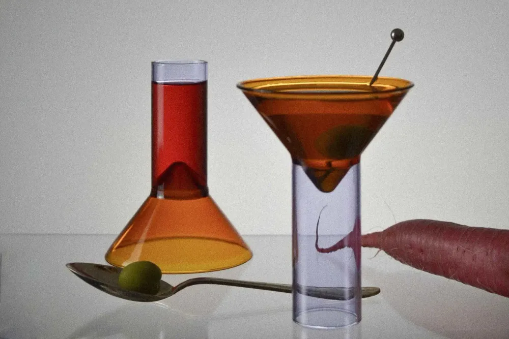 Glass - Martini Shot Glass - Amber & Lilac - TRAGA