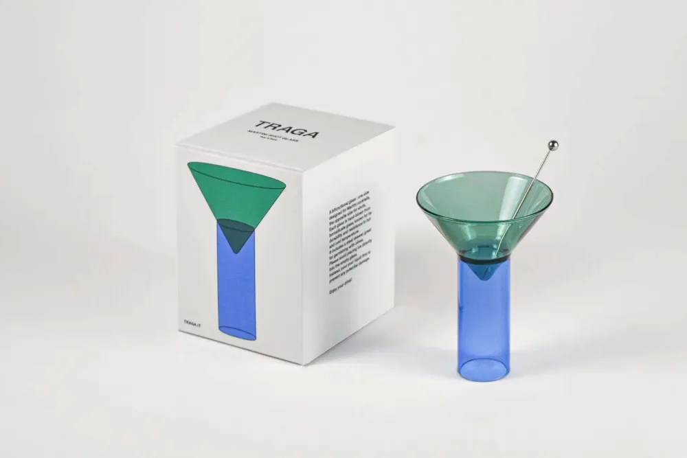 Glass - Martini Shot Glass - Teal & Blue - TRAGA