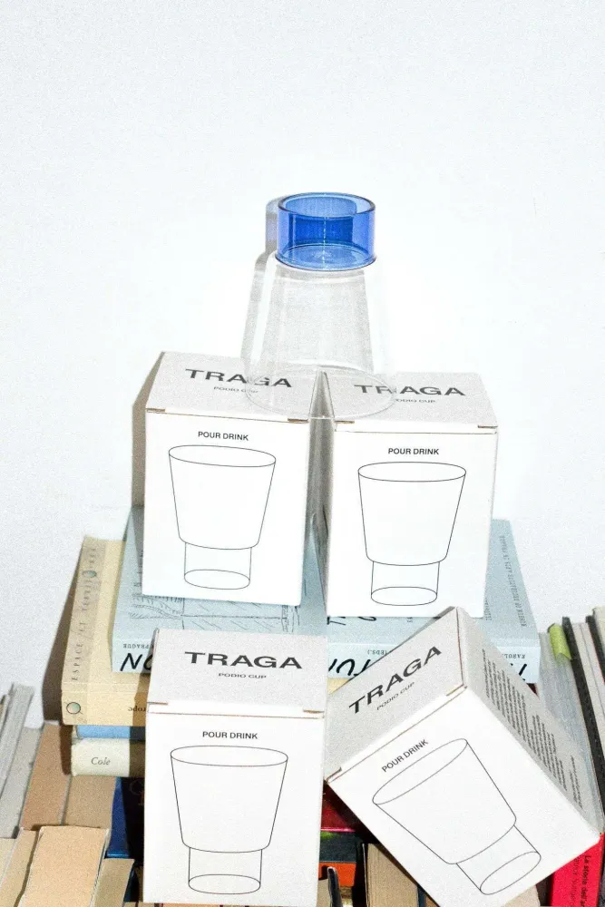 Glass - Podio Cup - Blue - TRAGA