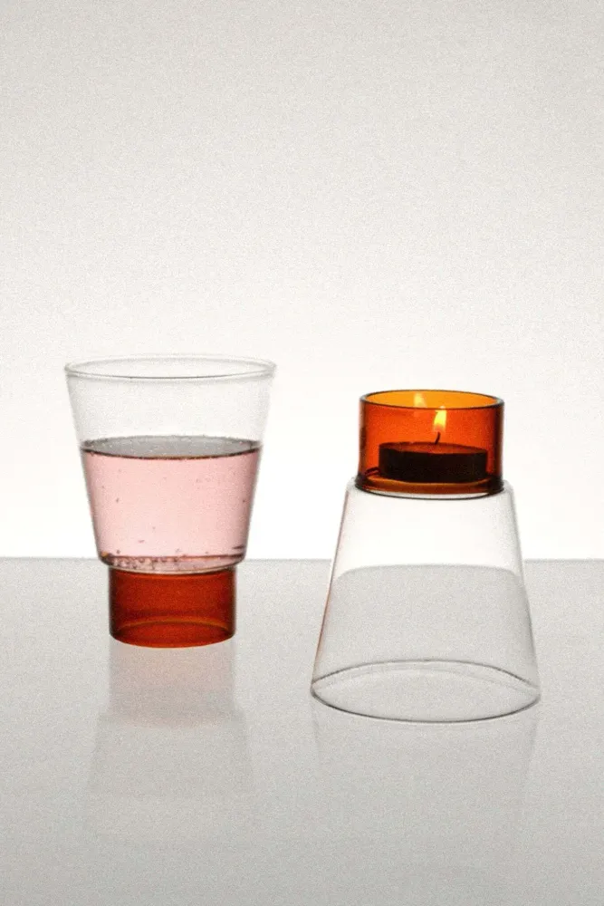 Glass - Podio Cup - Amber - TRAGA