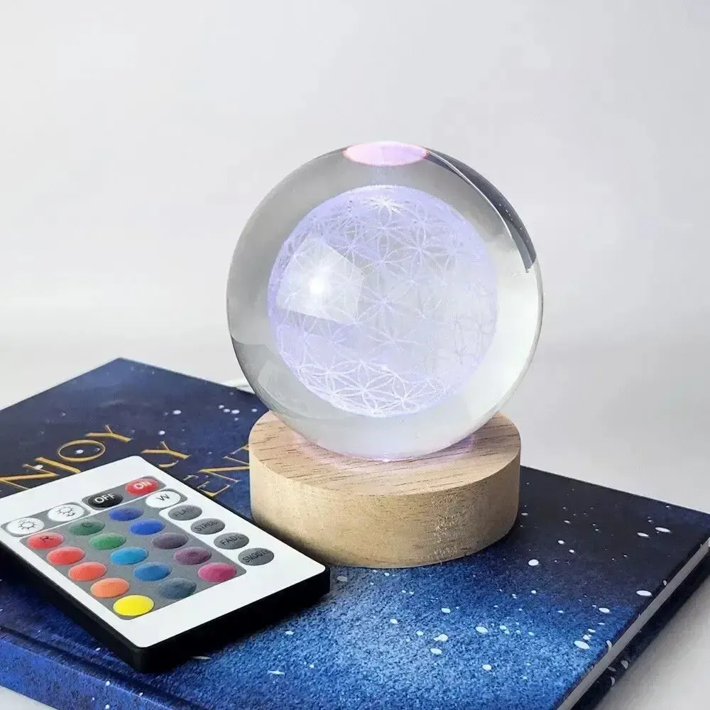Lampes de bureau  - Boule de cristal Fleur de Vie 8 cm - MANDALASHOP
