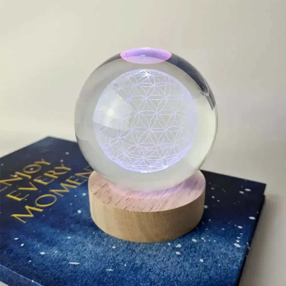 Lampes de bureau  - Boule de cristal Fleur de Vie 8 cm - MANDALASHOP