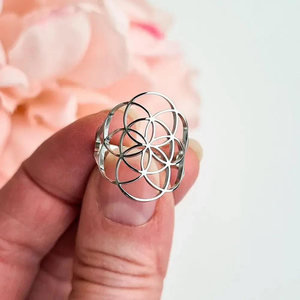 Bijoux - Bague Graine de Vie ajustable - MANDALASHOP