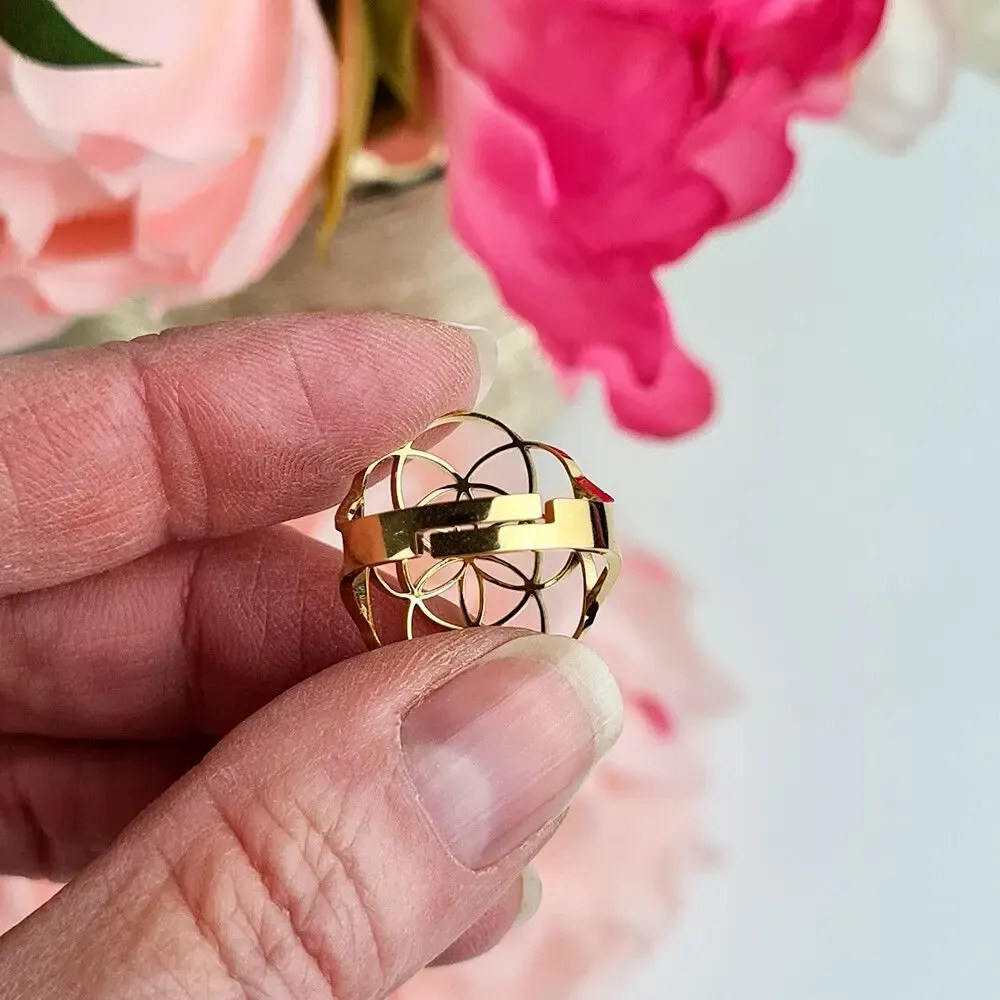 Bijoux - Bague Graine de Vie ajustable - MANDALASHOP