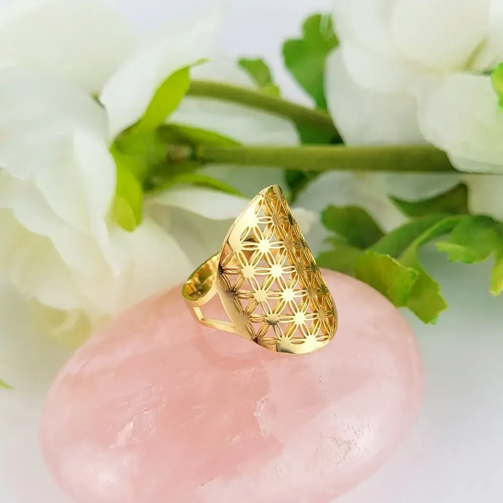 Jewelry - Adjustable Flower of Life ring - MANDALASHOP