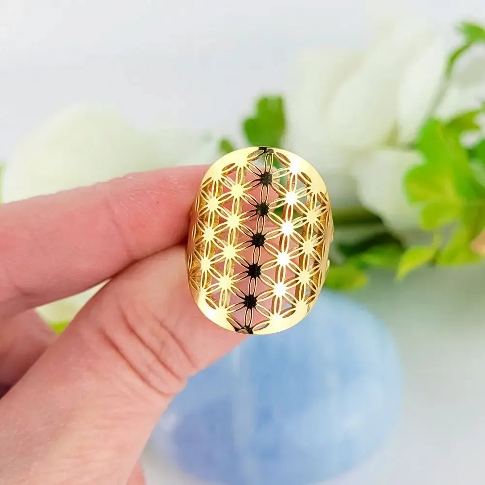 Jewelry - Adjustable Flower of Life ring - MANDALASHOP