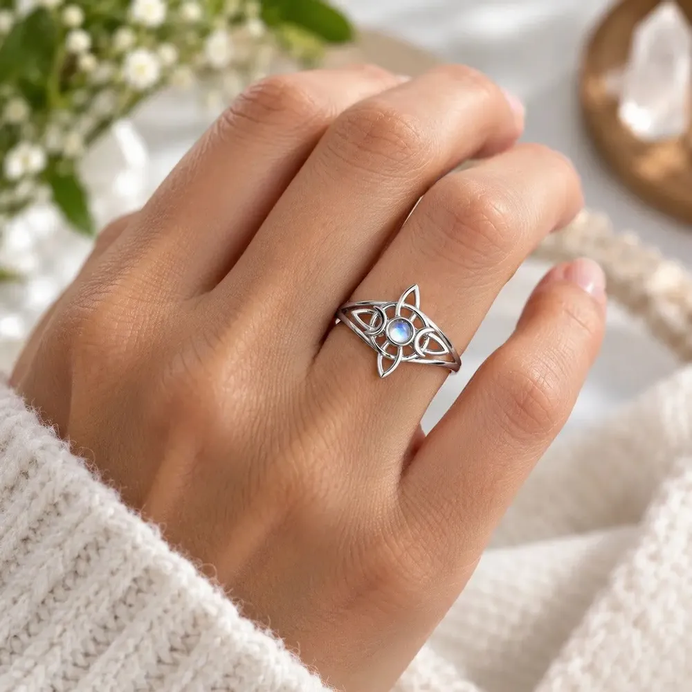 Jewelry - Witches knot ring with stone - MANDALASHOP