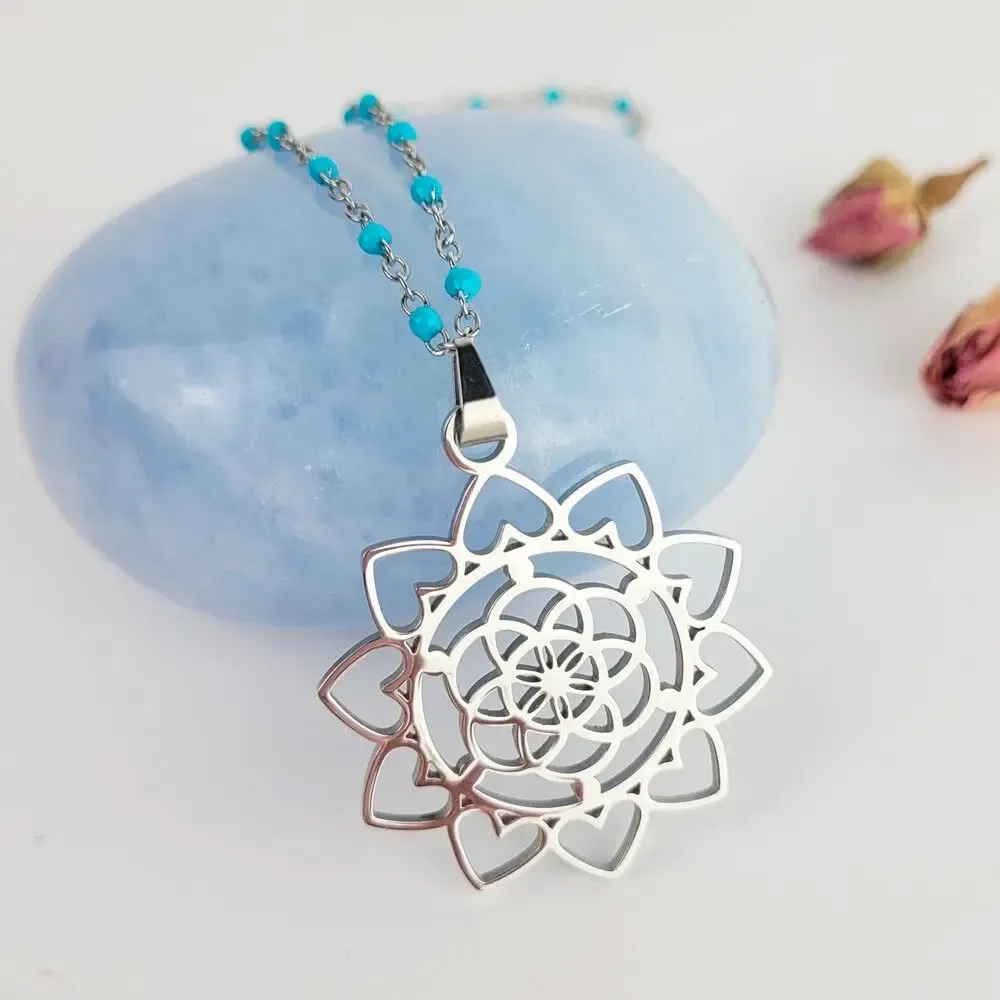 Jewelry - Lotus and Seed of Life Pendant - MANDALASHOP