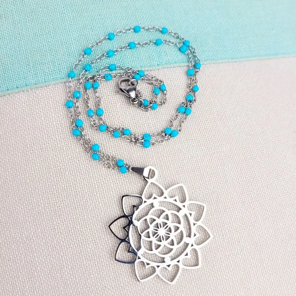 Jewelry - Lotus and Seed of Life Pendant - MANDALASHOP
