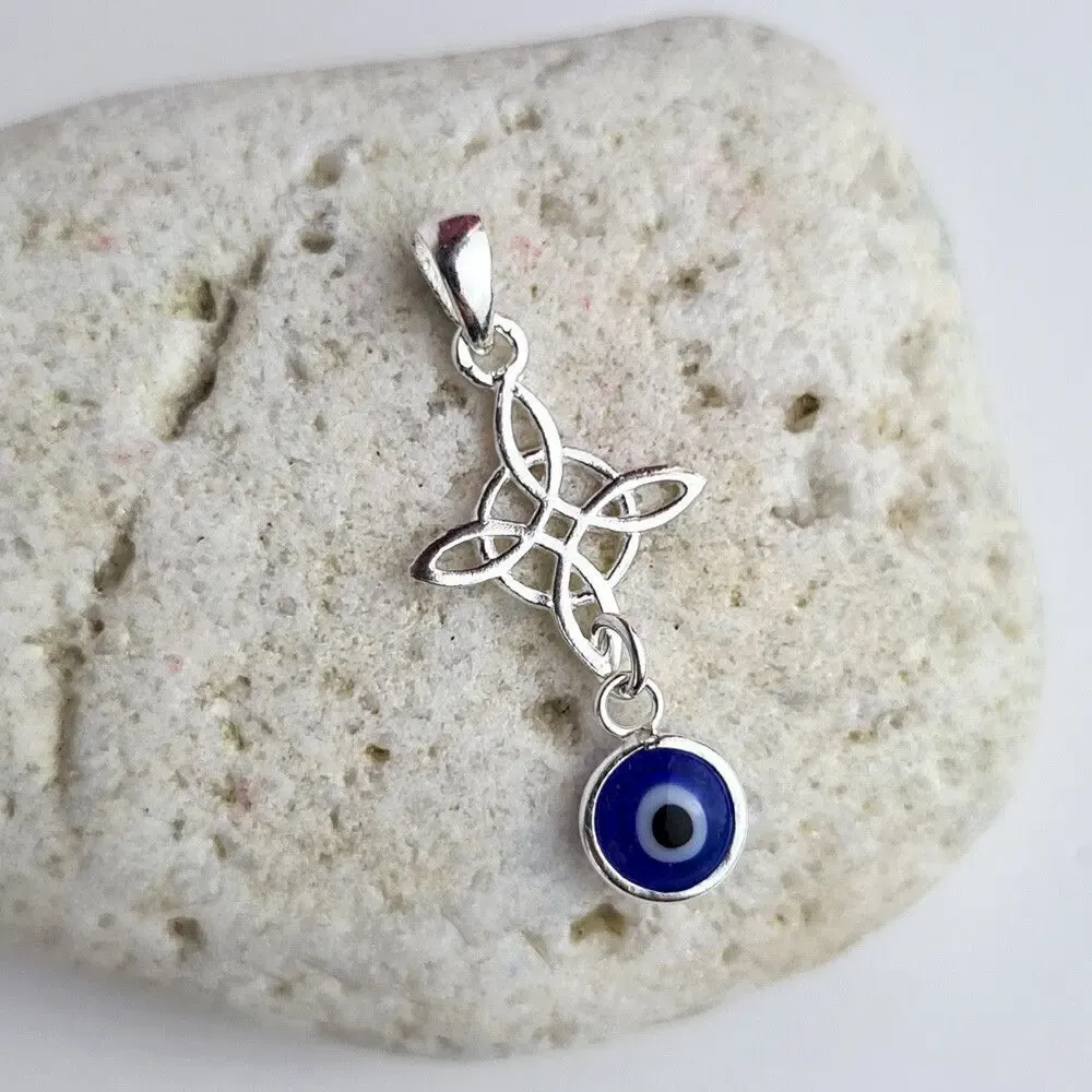 Jewelry - Witches Knot and Turkish Eye Pendant - MANDALASHOP