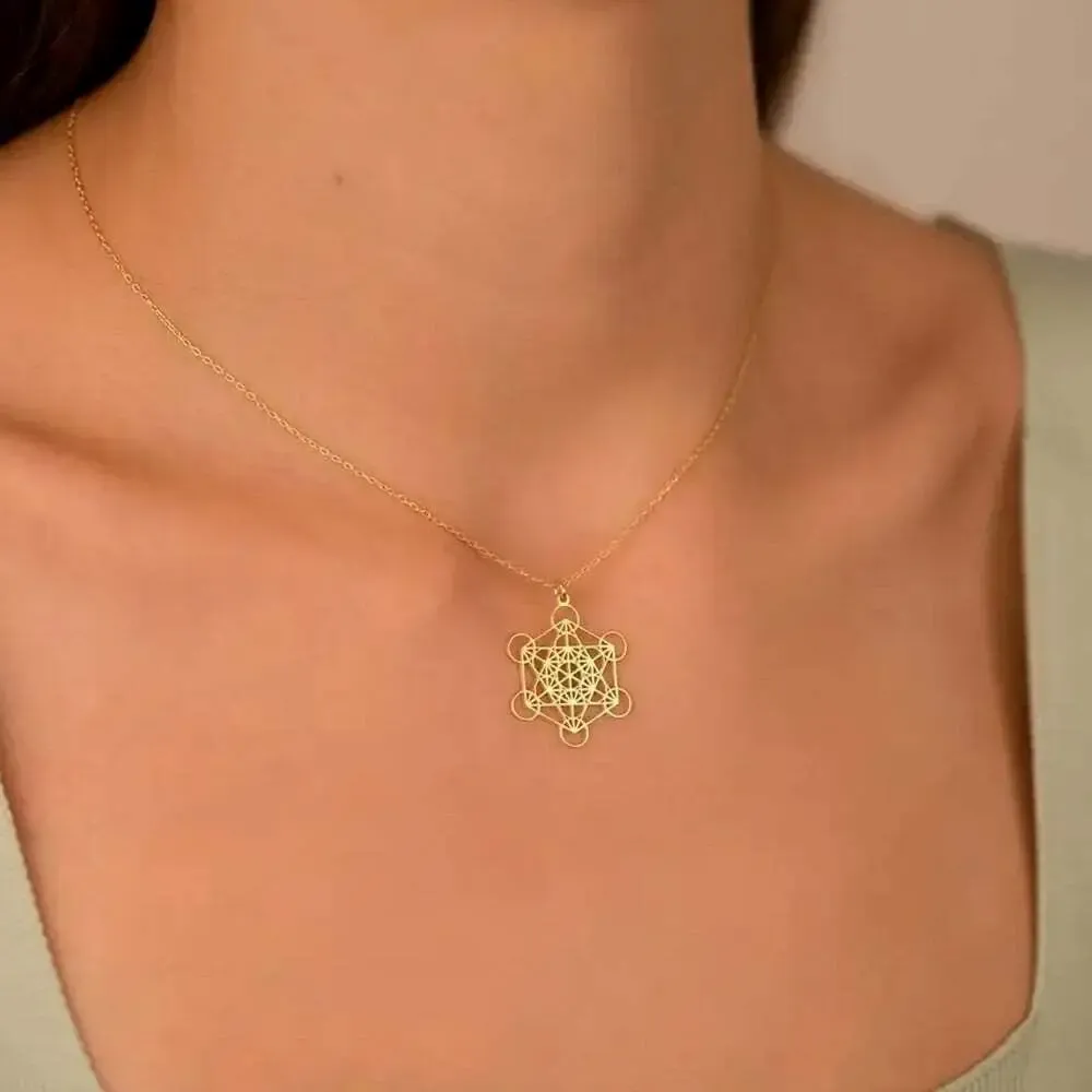 Jewelry - Gold plated Metatron's Cube necklace - MANDALASHOP