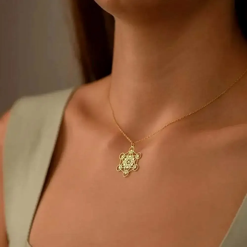 Jewelry - Gold plated Metatron's Cube necklace - MANDALASHOP