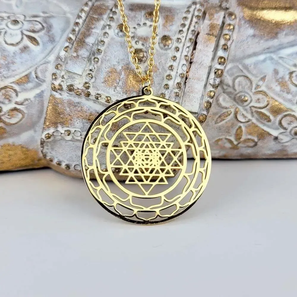 Jewelry - Gold plated Sri Yantra pendant - MANDALASHOP