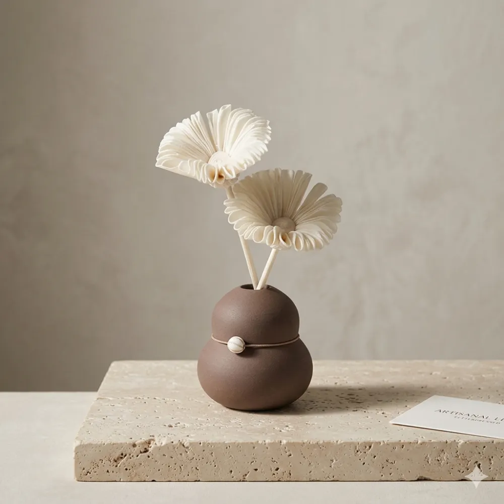 Cadeaux - Diffuseur de parfum décoratif en céramique avec fleur Gerbera en Sola - ANOQ