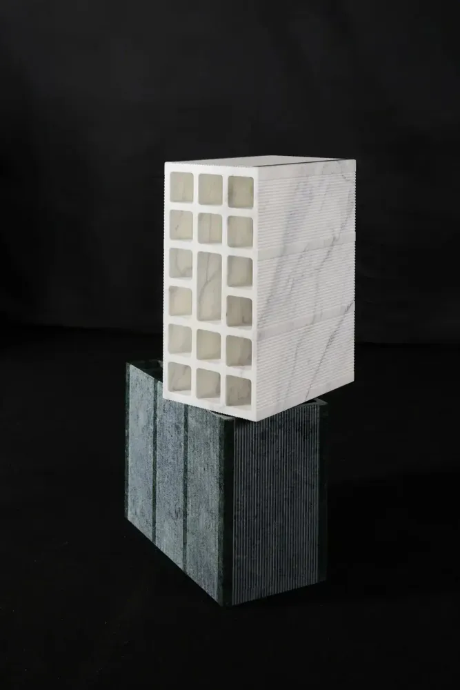 Stools - Mattone, marble stool with Braille alphabet - STONEFORM