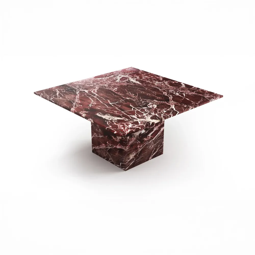 Tables Salle à Manger - Table à manger - 100X100X75cm - Carrera - Marbre Rosso Levano - STONE VALLEY