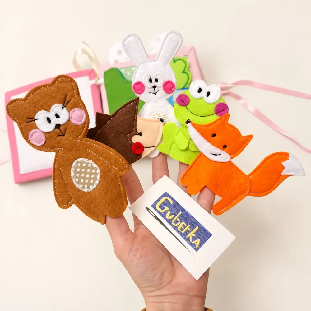 Peluches - Marionnette à doigt Lapin faite main – Jouet éducatif - GUBERKA