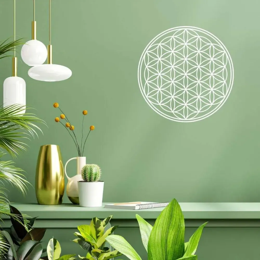 Decorative objects - White Flower of Life wall sticker - MANDALASHOP