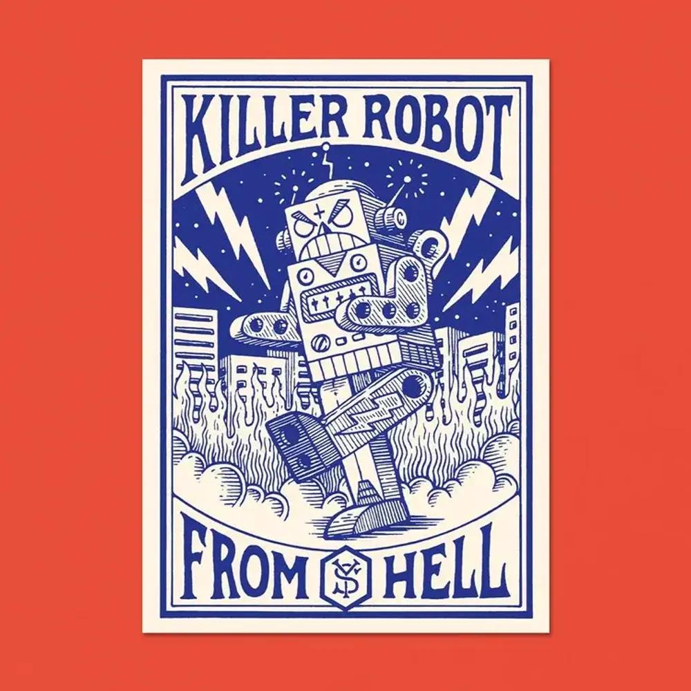 Decorative objects - Postcard\" Killer Robot\” - Size A6 - YEAAAH! STUDIO