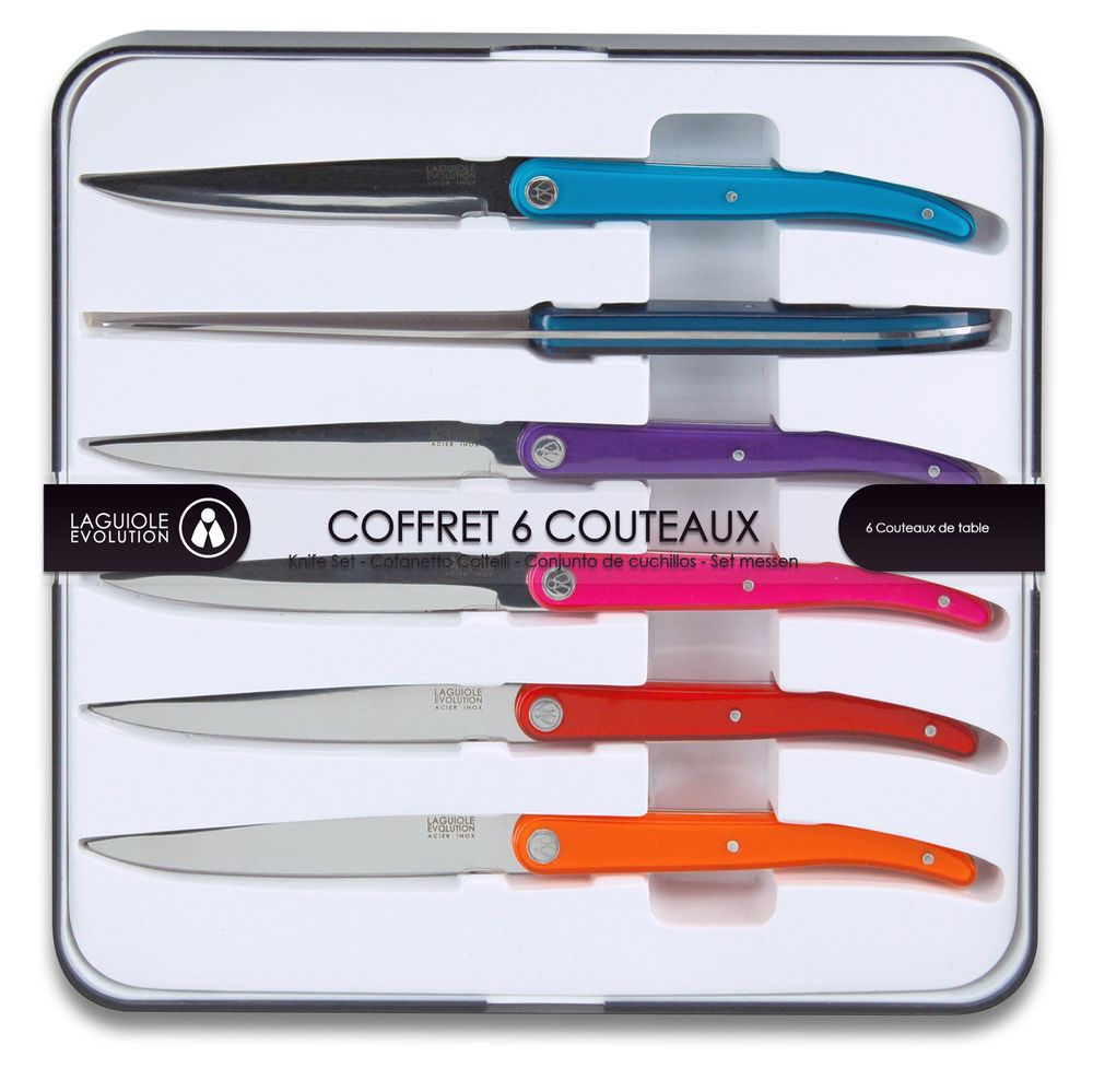 Couverts & ustensiles de cuisine - Coffret 6 Couteaux de table Laguiole Evolution Sens Multicolore - TARRERIAS - BONJEAN