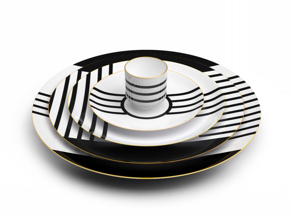 Assiettes de réception - Collection d'art de la table Teatro en porcelaine de Limoges - NON SANS RAISON PORCELAINE DE LIMOGES