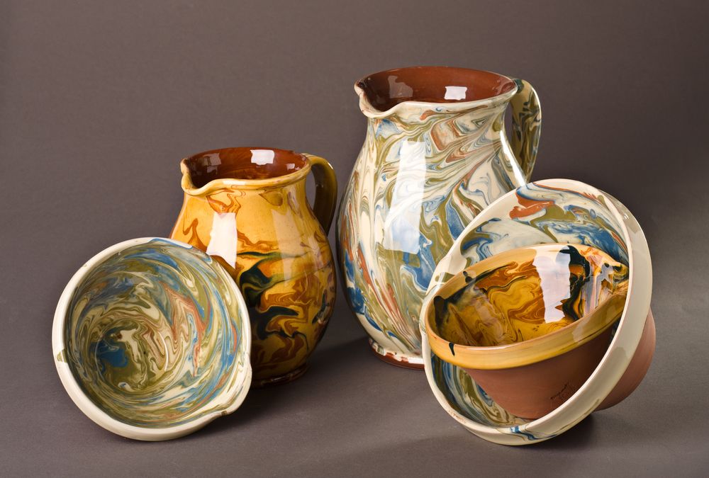 Pottery - Marbled Provence Pottery 16th,17th & 18th century - BARBOTINE AUBAGNE EN PROVENCE