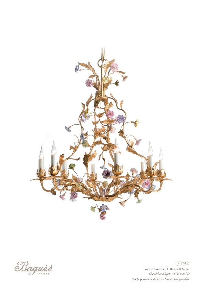 Objets de décoration - Lustre en fleurs de Saxe - BAGUES-BRONZES DE FRANCE