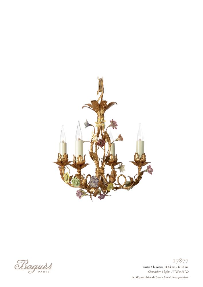 Objets de décoration - Lustre en fleurs de Saxe - BAGUES-BRONZES DE FRANCE