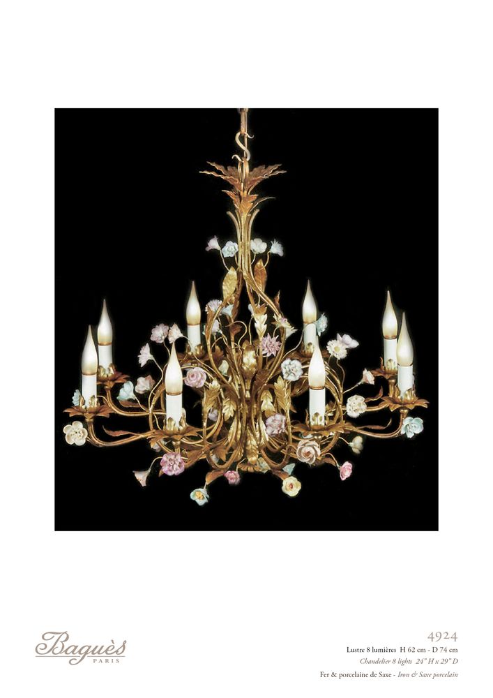 Objets de décoration - Lustre en fleurs de Saxe - BAGUES-BRONZES DE FRANCE