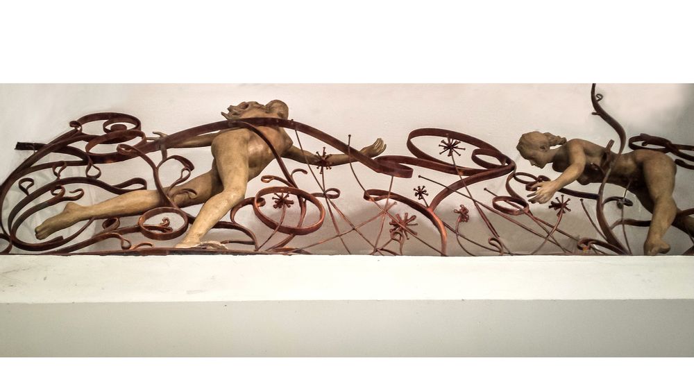 Unique pieces - Handrail with" Woman running" and "Woman leaning" - POTHIN GALLARD CRÉATION BRONZE