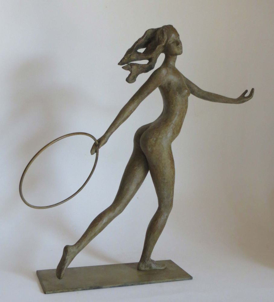 Sculptures, statuettes et miniatures - "jeune femme courant avec cerceau" - POTHIN GALLARD CRÉATION BRONZE