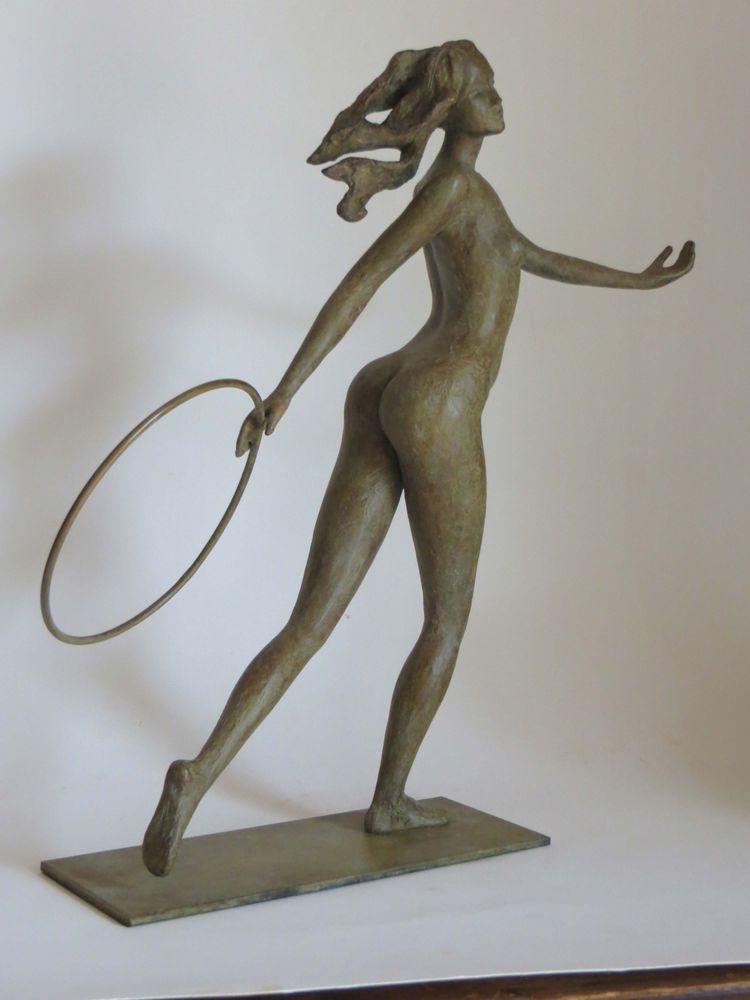 Sculptures, statuettes et miniatures - "jeune femme courant avec cerceau" - POTHIN GALLARD CRÉATION BRONZE