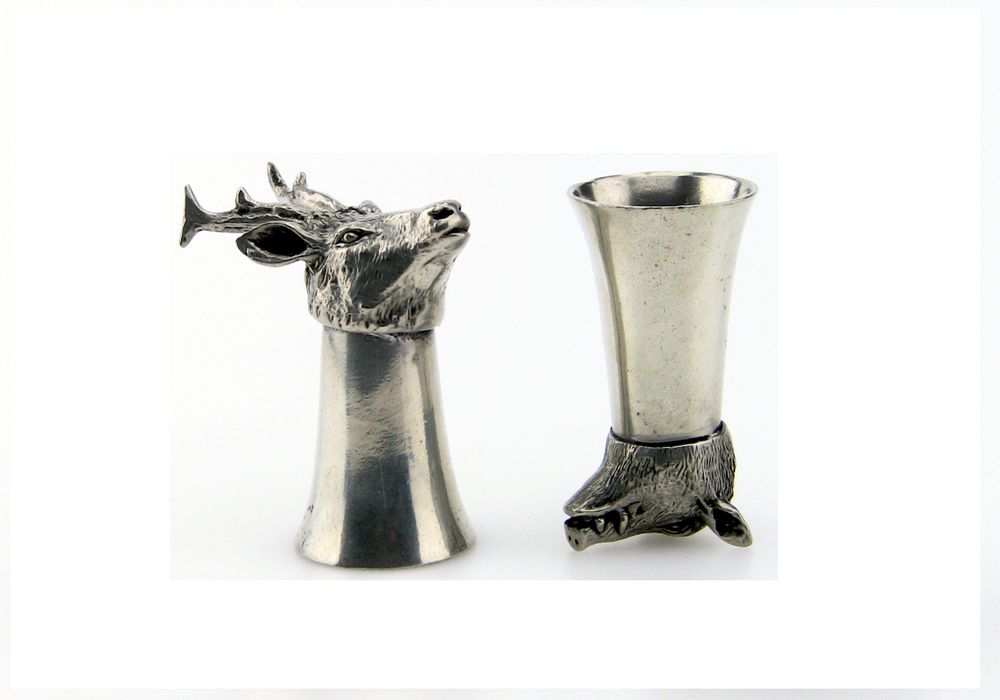 Cadeaux - GOBELETS A LIQUEUR CERF ET SANGLIER - LE POTIER D'ETAIN