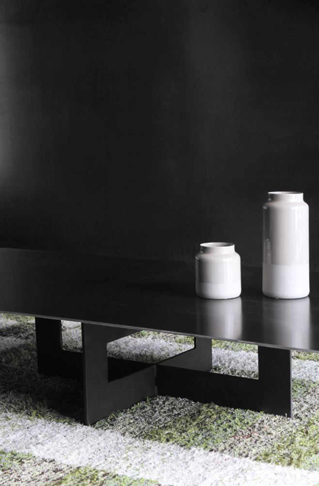 Console table - CENITZ coffee table in steel and solid wood. - BLUNT