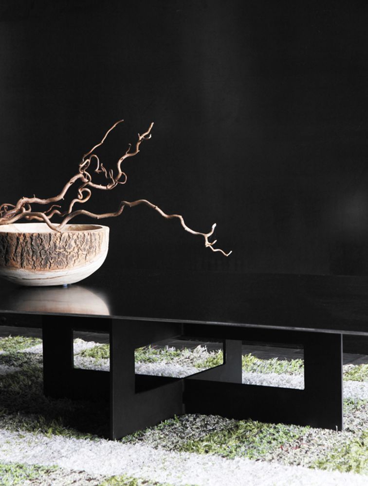 Console table - CENITZ coffee table in steel and solid wood. - BLUNT