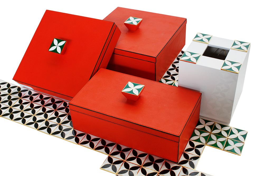 Coffrets et boîtes - Boîte à carreaux cloisonné fabriquée à la main - LALA CURIO LIMITED