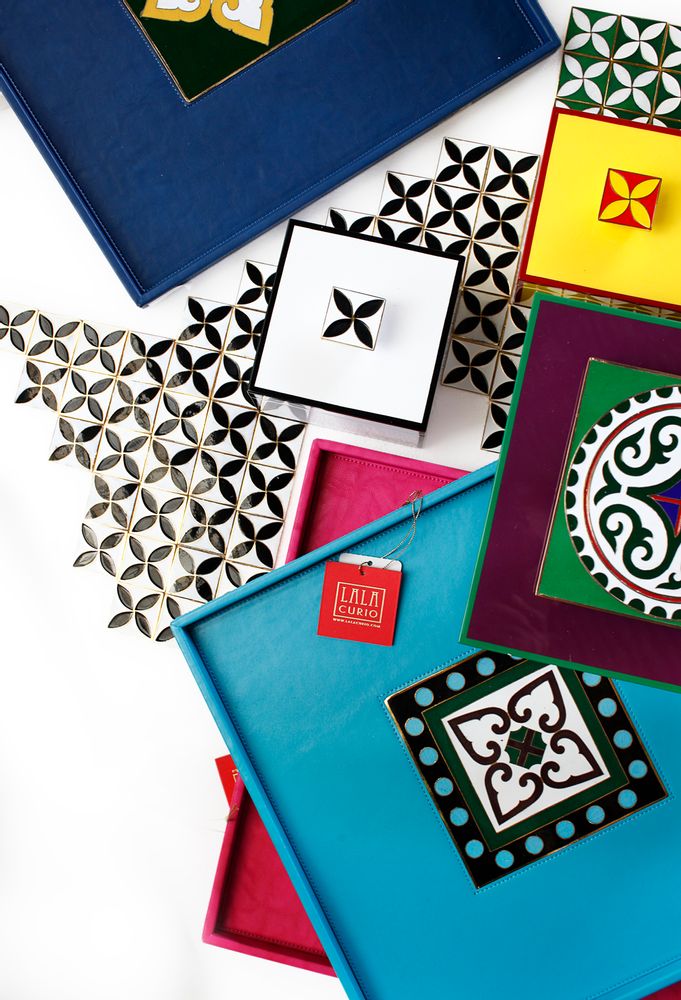 Coffrets et boîtes - Boîte à carreaux cloisonné fabriquée à la main - LALA CURIO LIMITED